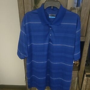 PGA Tour Blue Striped Polo Shirt